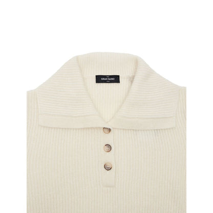 Sweater by Gran Sasso for women in cashmere & polyamide white features an polished silhouette, showcasing refined and a sophisticated for a truly polished finish.