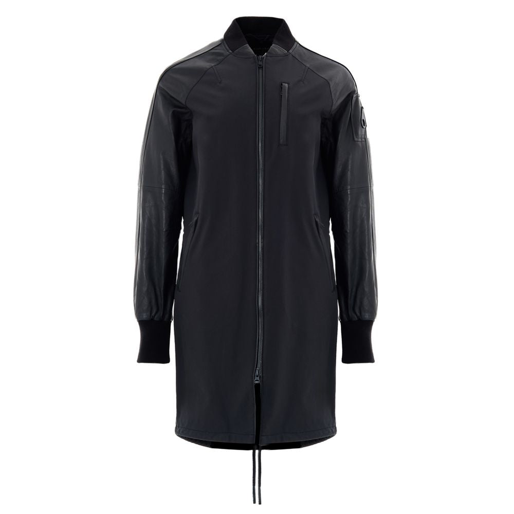 Parka by Moose Knuckles for women in cotton nylon & leather black, presenting a cosy silhouette with distinctive lightweight & pockets and a refined .