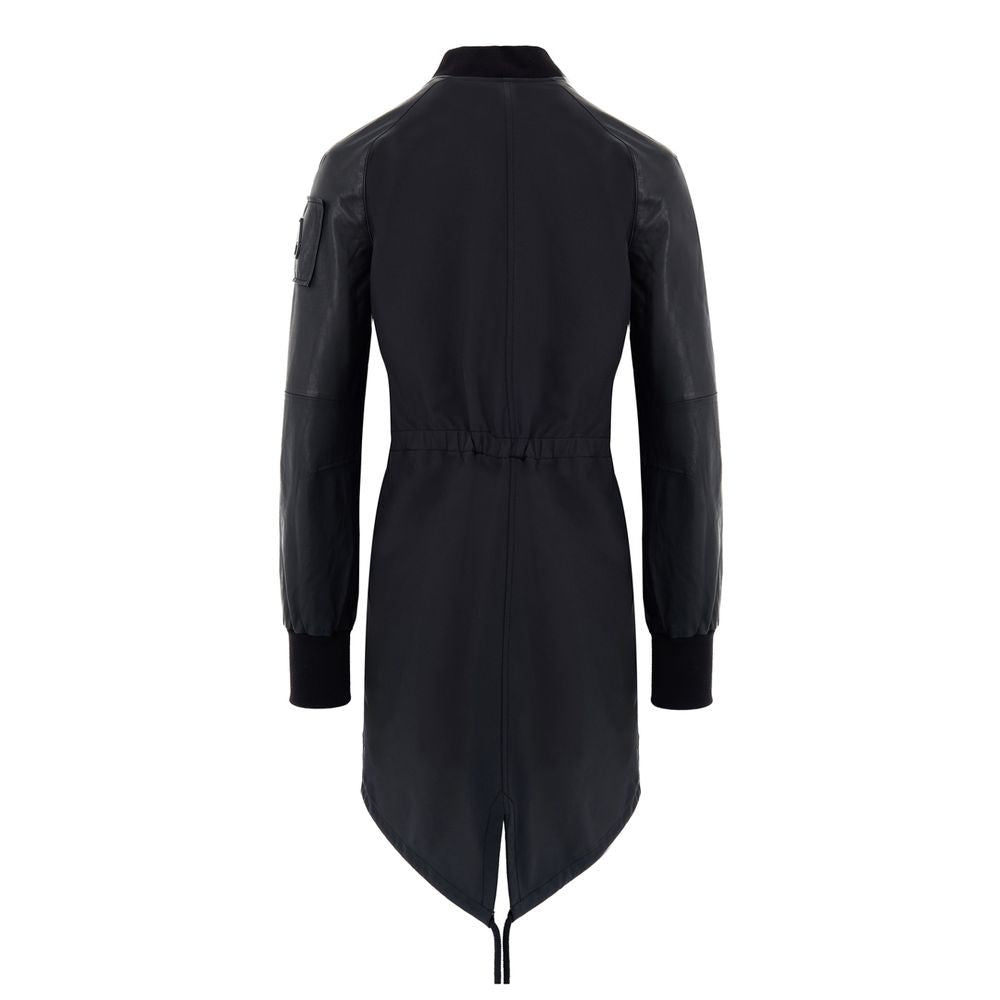 Parka by Moose Knuckles for women in cotton nylon & leather black presents a decadent silhouette, showcasing the decadent and functional lightweight & pockets for a premium, weather-ready look.