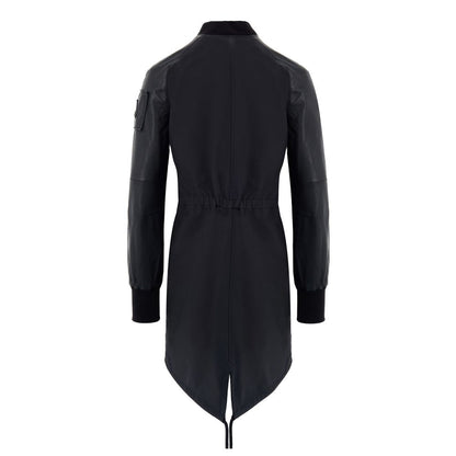Parka by Moose Knuckles for women in cotton nylon & leather black presents a decadent silhouette, showcasing the decadent and functional lightweight & pockets for a premium, weather-ready look.