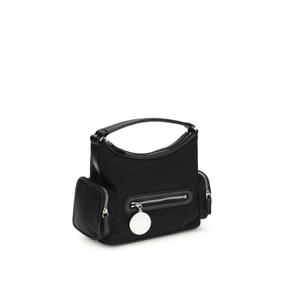 Shoulder Bag by Stella McCartney for women in leather black, silver & signature features an effortlessly chic silhouette with a secure zipper, ample external-pockets, and versatile shoulder-strap, handle & adjustable-strap for effortlessly chic everyday luxury.