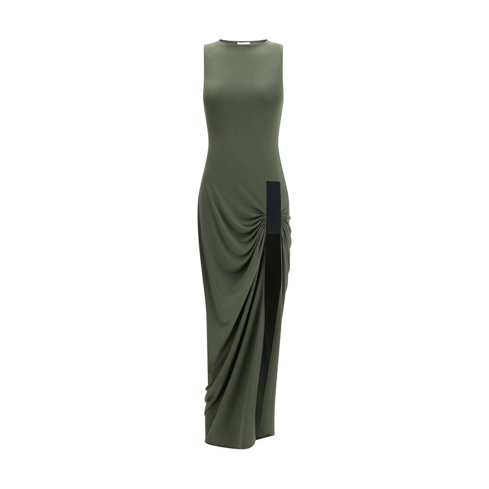 Dress by Coperni for women in polyester bicolour features an eye catching silhouette with a sophisticated , elegant , and a refined long for a eye catching aesthetic.