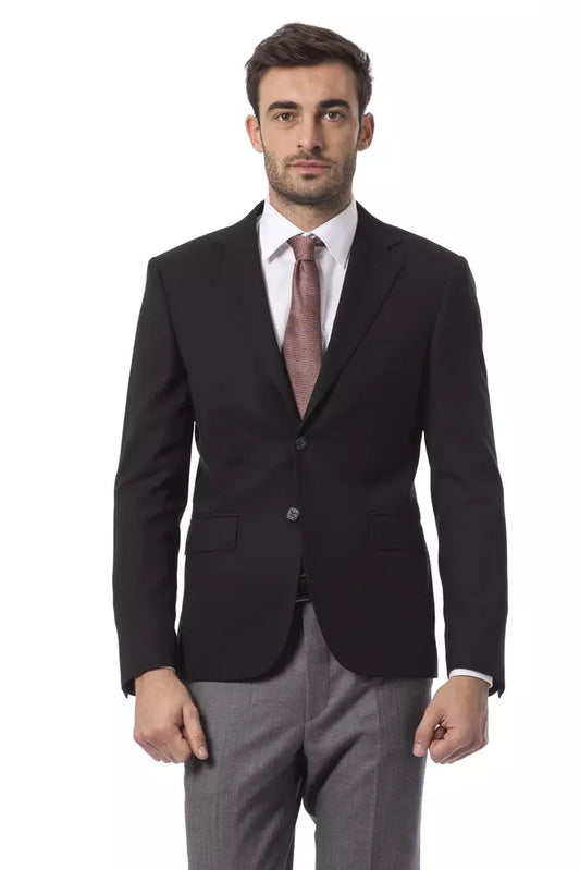 Blazer by Billionaire Italian Couture for men in wool black features an crisp silhouette with sophisticated and a crisp for a truly crisp finish.