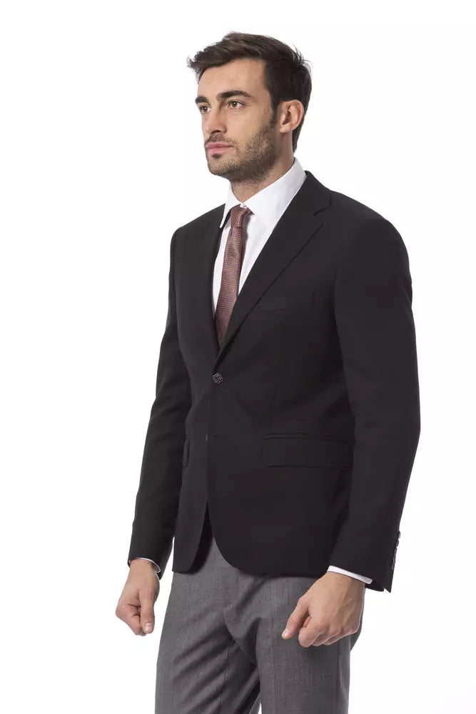 Blazer by Billionaire Italian Couture for men in wool black features an sartorial silhouette, showcasing a sophisticated and sartorial for a truly sartorial finish.
