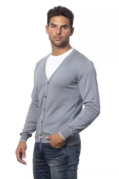 Cardigan by Verri for men in cotton gray features a dramatic silhouette, showcasing a sophisticated and dramatic detail for a timeless, premium look.