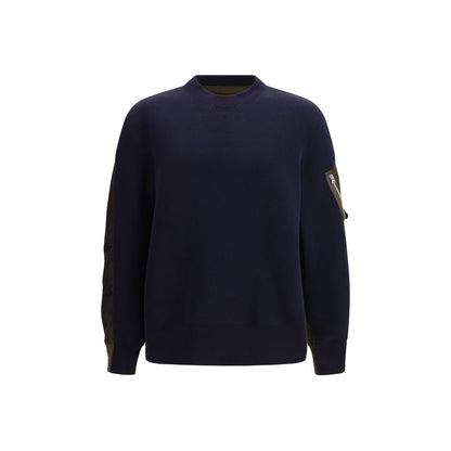Activewear Sweatshirt by Sacai for men in nylon cotton blue showcases a versatile silhouette, artfully detailed with a versatile crew neckline and for a versatile finish with .