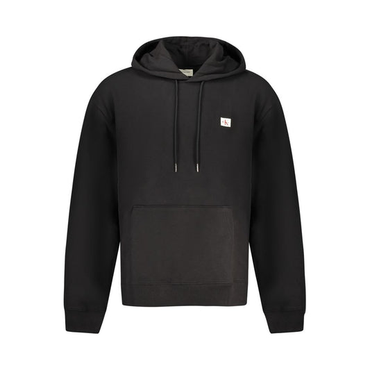 Hooded Sweatshirt Hoodie by Calvin Klein for men in cotton black features an dramatic silhouette, showcasing a sophisticated hooded neckline and dramatic for a refined, modern aesthetic.