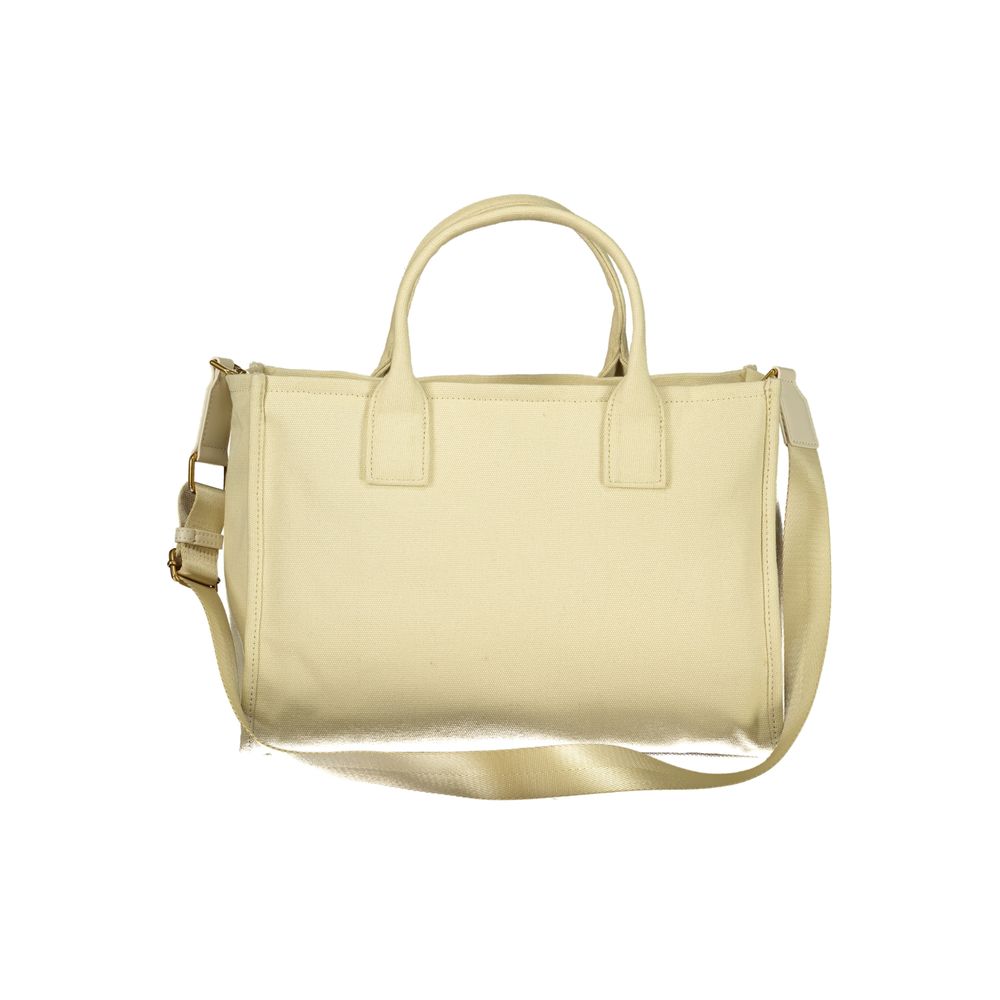 Tote Handbag by Twinset for women in cotton beige features a signature silhouette, showcasing a secure and signature internal-pockets with versatile shoulder-strap, adjustable-strap & handle for a sophisticated look.