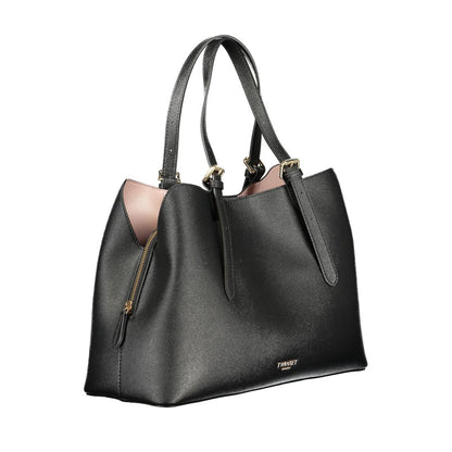 Tote Handbag by Twinset for women in polyurethane black & signature features a signature silhouette, showcasing a secure snap & zipper and signature built-in-compartments with versatile adjustable-strap & handle for a sophisticated look.