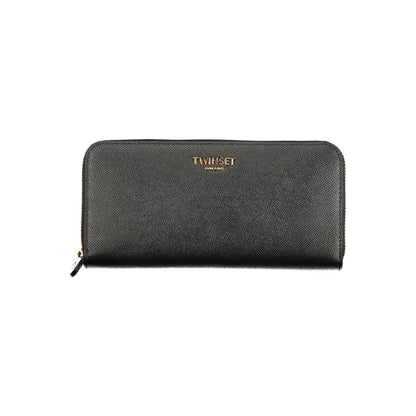 Cardholder Wallet by Twinset for women in polyurethane black & signature presents a streamlined silhouette, showcasing the sophisticated design of the Polyurethane Cardholder Wallet collection with functional card-organization coin-purse.