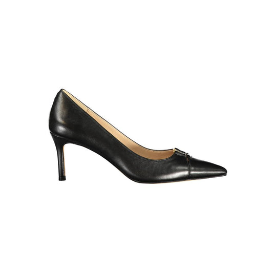 Mid-Heel High-Heel Pumps Heels by Twinset for women in leather black features an effortlessly chic silhouette, showcasing the elegant Women's Leather Mid-Heel High-Heel Pumps Heels design with a high-heel 5-cm-heel mid-heel and a sophisticated .