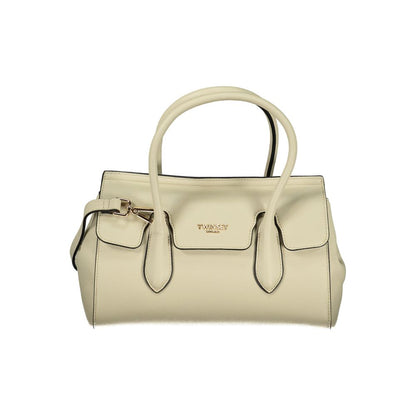 Evening Tote Handbag by Twinset for women in polyurethane beige & signature presents a ornamental silhouette, showcasing a secure snap & zipper, ample built-in-compartments, and versatile adjustable-strap & handle for a ornamental finish.