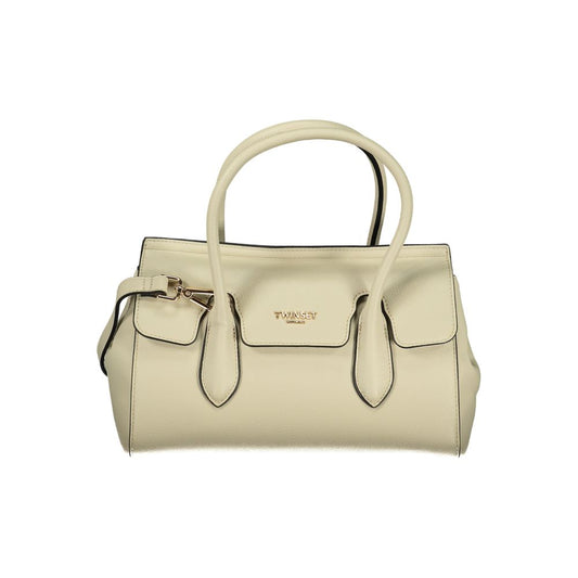 Evening Tote Handbag by Twinset for women in polyurethane beige & signature presents a ornamental silhouette, showcasing a secure snap & zipper, ample built-in-compartments, and versatile adjustable-strap & handle for a ornamental finish.