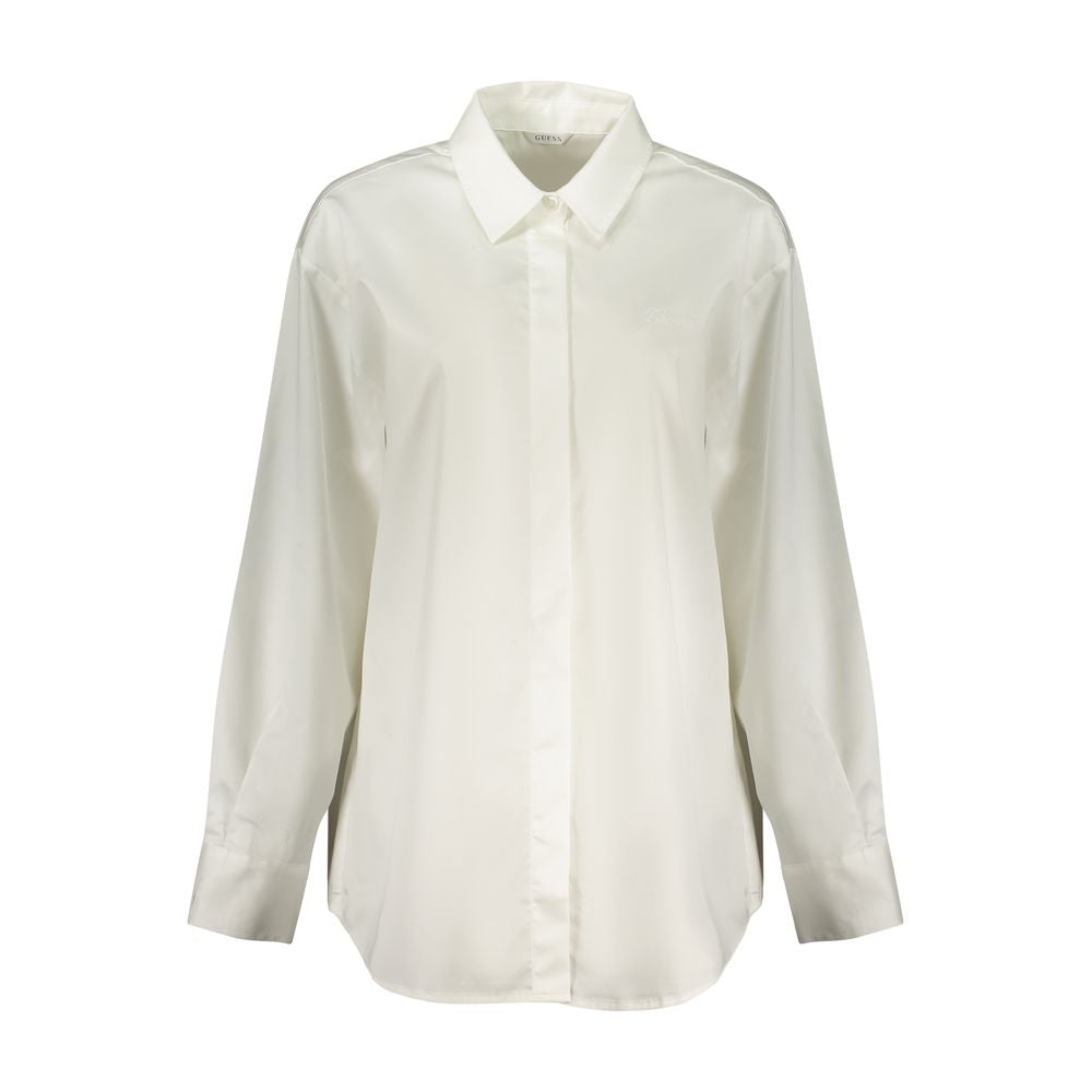 Dress Shirt by Guess Jeans for women in cotton white features an polished silhouette, showcasing a sophisticated and long-sleeve detail for a truly polished finish.