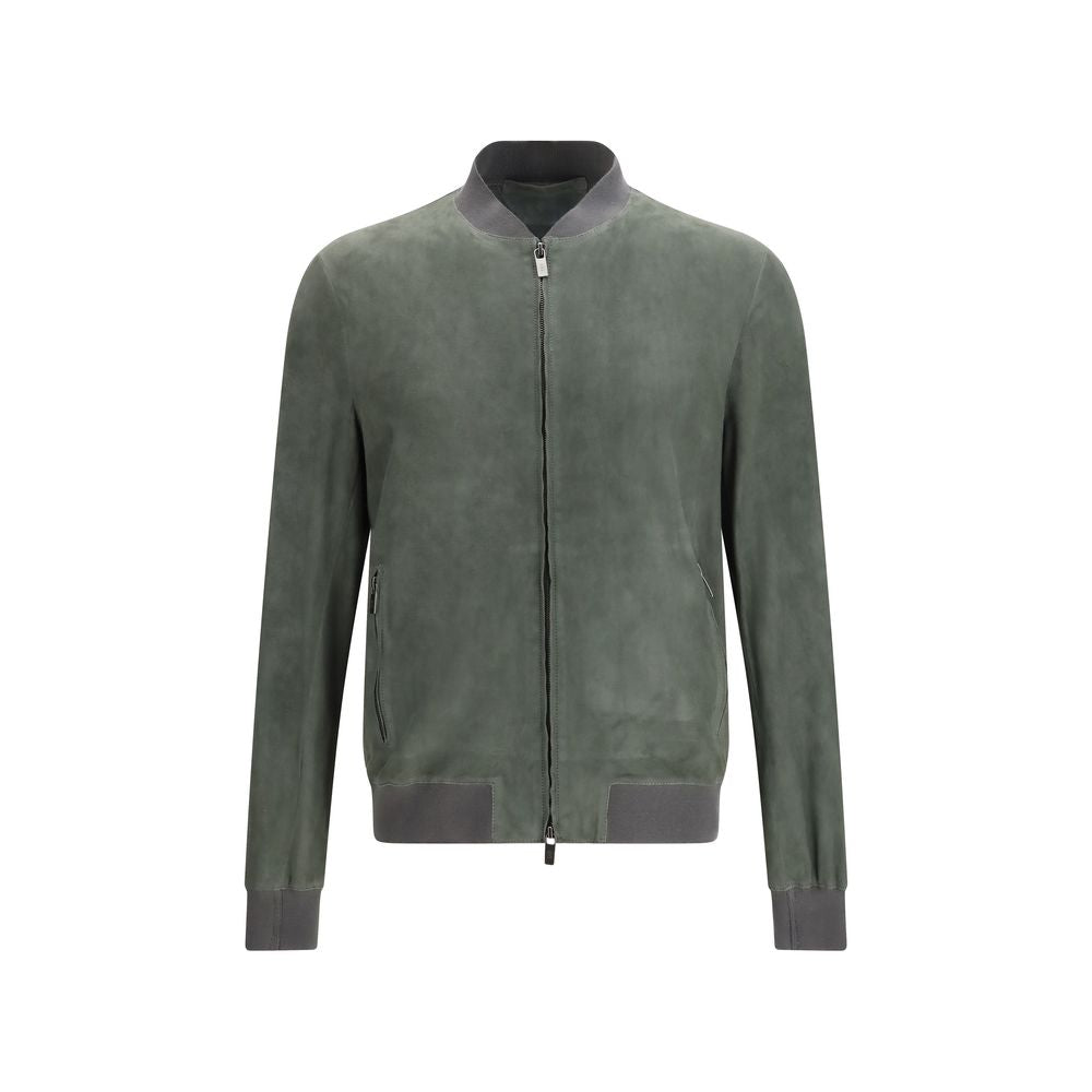 Bomber Jacket by Salvatore Santoro for men in bos taurus calf suede leather bicolour features an contemporary silhouette, showcasing a sophisticated and contemporary pockets for a truly refined look.