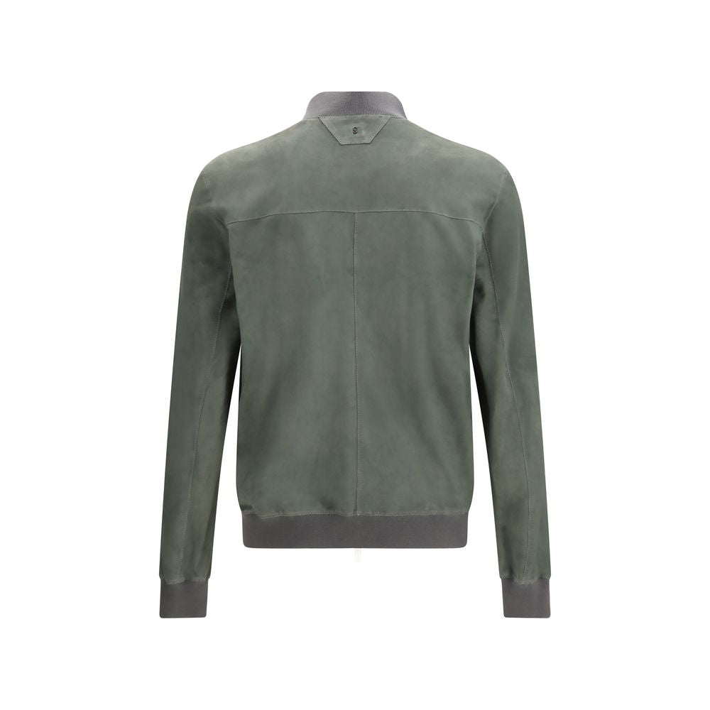 Bomber Jacket by Salvatore Santoro for men in bos taurus calf suede leather bicolour features an contemporary silhouette, showcasing a sophisticated and contemporary pockets for a truly refined look.