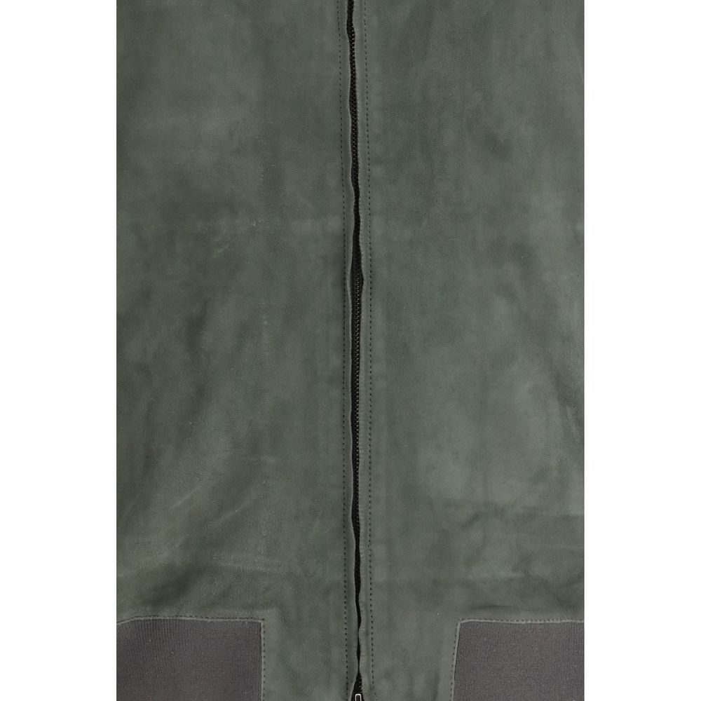 This Bomber Jacket by Salvatore Santoro for men in bos taurus calf suede leather bicolour exhibits a edgy silhouette, meticulously detailed with functional pockets and a edgy for a edgy finish.