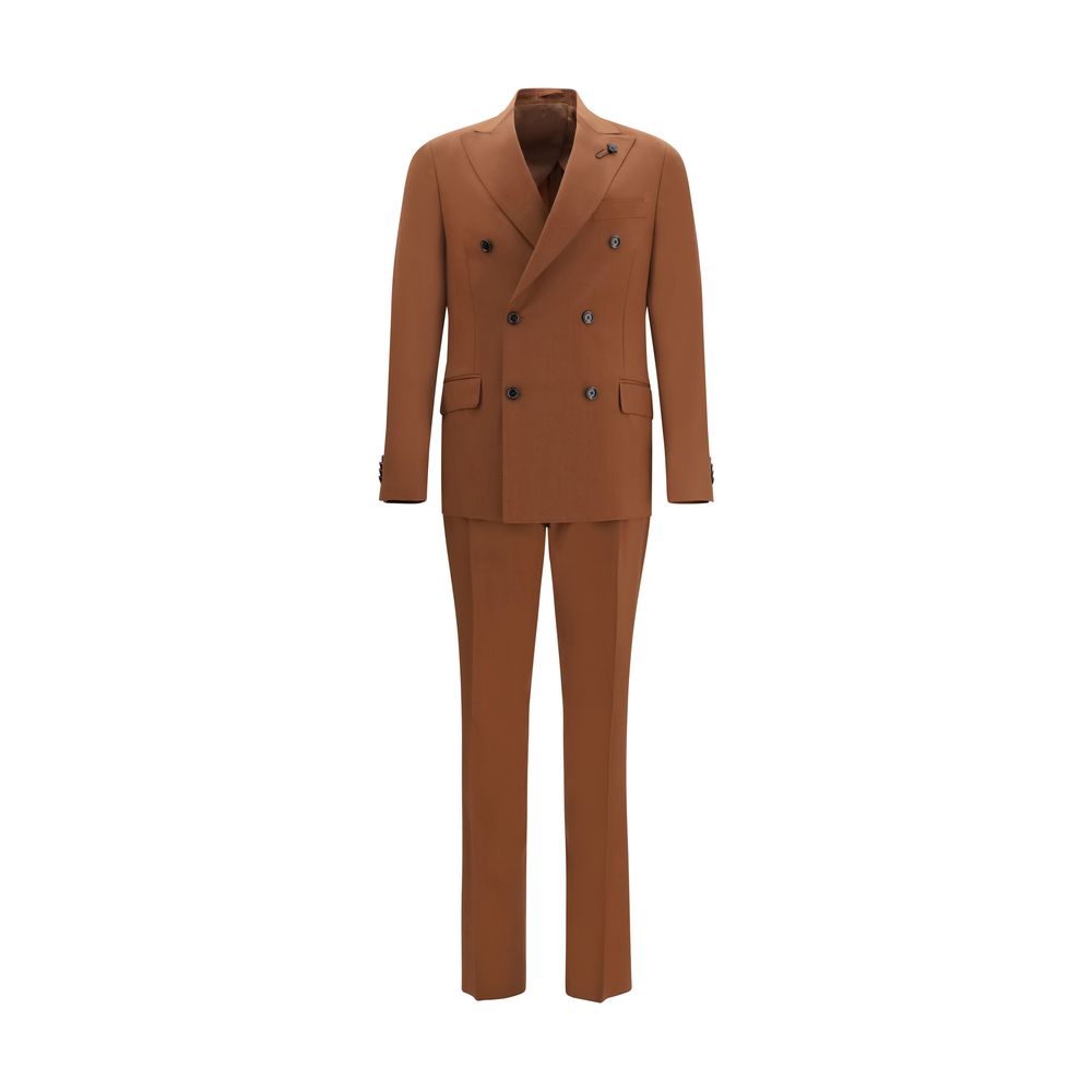 This Pant Suit by Lardini for men in cotton brown presents a discerning silhouette, featuring a sophisticated lapel neckline and a discerning straight-leg & regular-fit for a refined and polished look.