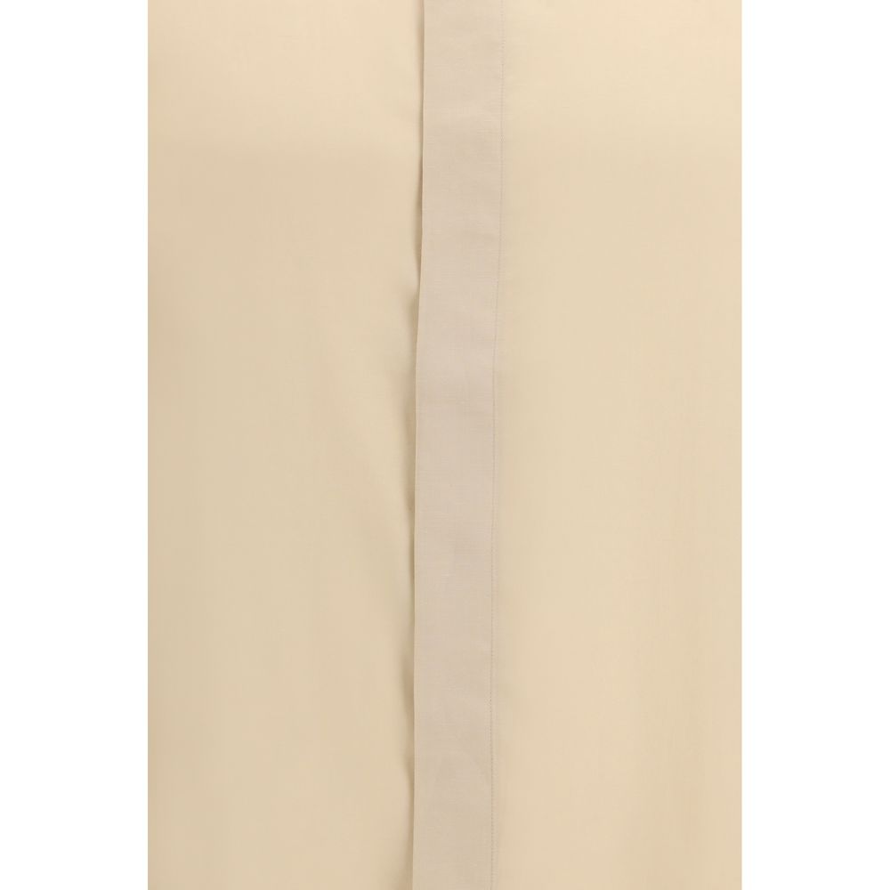 Dress Shirt by Lardini for men in linen beige features an architectural silhouette with a refined and elegant for a architectural look.