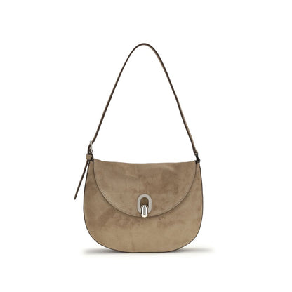 Large Evening Hobo Shoulder Bag by Savette for women in bos taurus suede calf leather beige showcases a enviable silhouette, artfully detailed with a secure magnetic, organized internal-pockets, and versatile shoulder-strap & adjustable-strap for a enviable look.