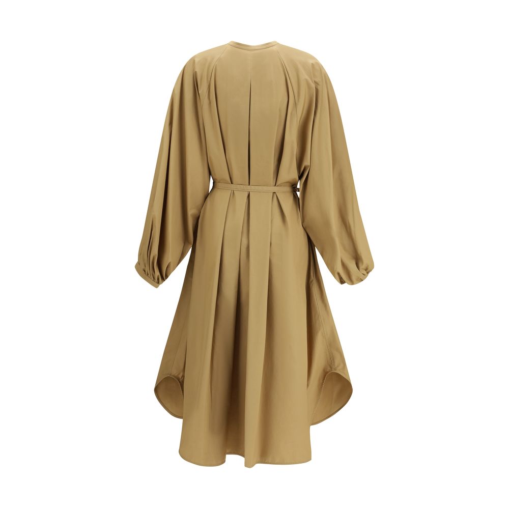 Dress by Loulou De Saison for women in cotton beige features an sultry silhouette defined by a and , falling to an sultry midi for a sultry look.
