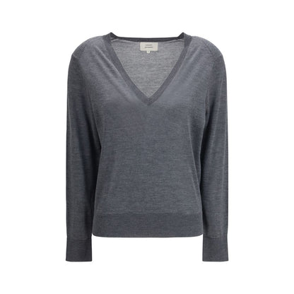 Sweater by Loulou De Saison for women in cashmere gray showcases an masterful silhouette, artfully detailed with a masterful v-neck neckline and for a sophisticated, premium finish.
