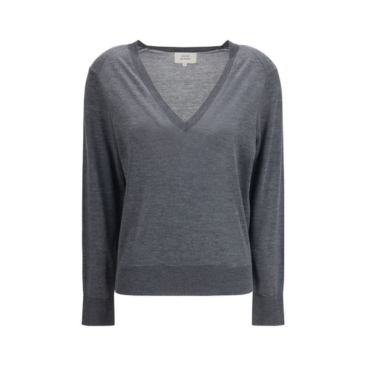 Sweater by Loulou De Saison for women in cashmere gray showcases an masterful silhouette, artfully detailed with a masterful v-neck neckline and for a sophisticated, premium finish.