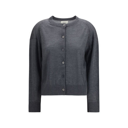 Cardigan by Loulou De Saison for women in cashmere gray presents a textural silhouette, artfully finished with a textural round neckline and for a sophisticated, textural look.