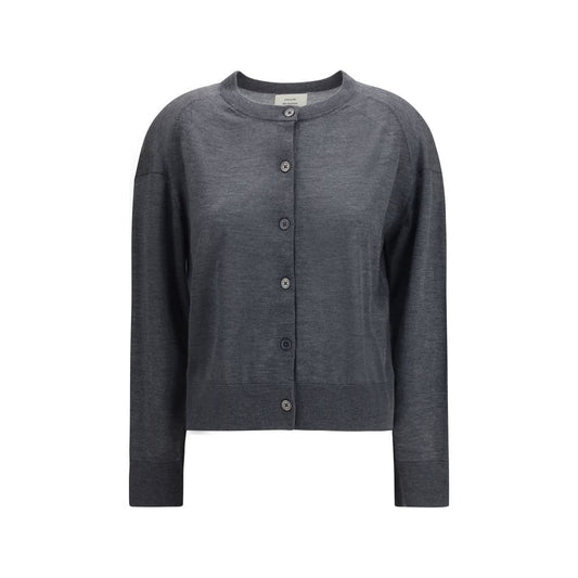 Cardigan by Loulou De Saison for women in cashmere gray presents a textural silhouette, artfully finished with a textural round neckline and for a sophisticated, textural look.