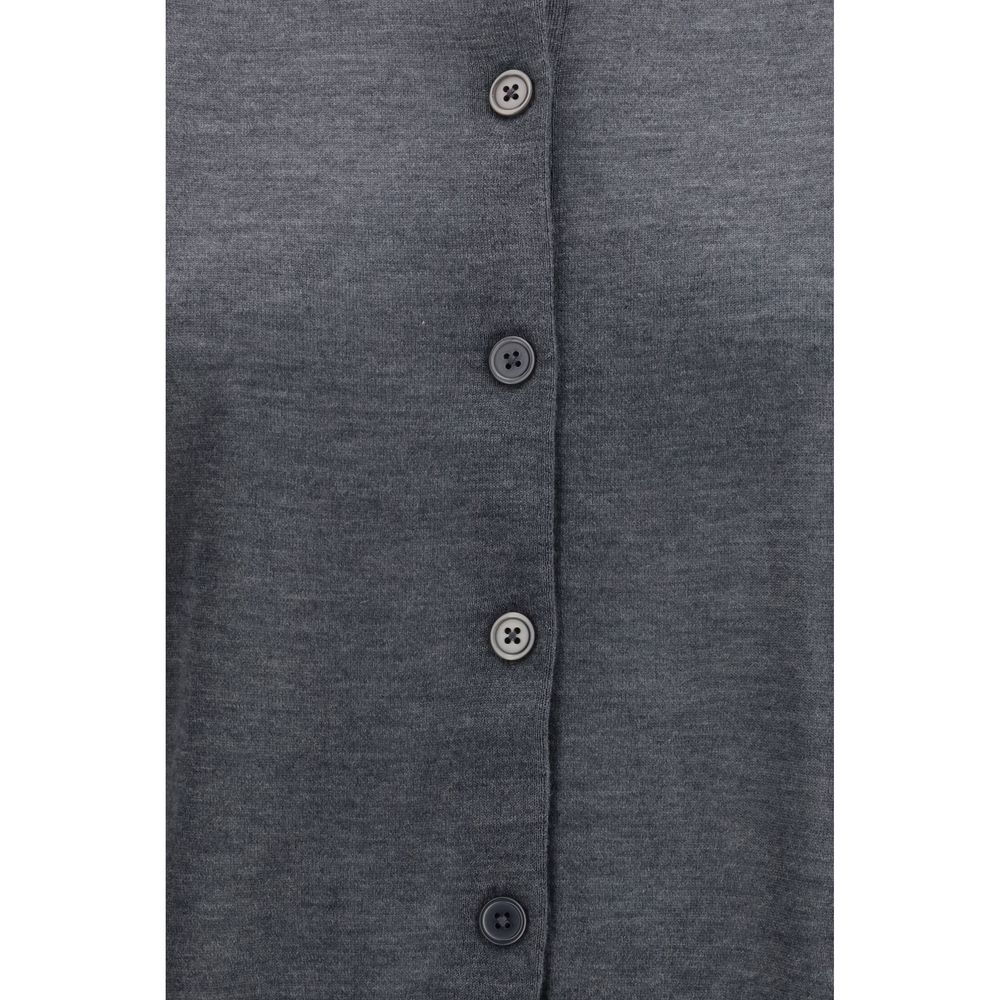 Cardigan by Loulou De Saison for women in cashmere gray features an impeccable silhouette, showcasing a sophisticated and detail for a truly impeccable finish.