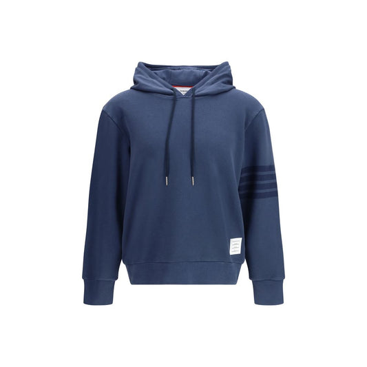 Sweatshirt Hoodie by Thom Browne for men in cotton blue features a authentic silhouette, showcasing a sophisticated hooded neckline and authentic long-sleeve detail for a refined finish.