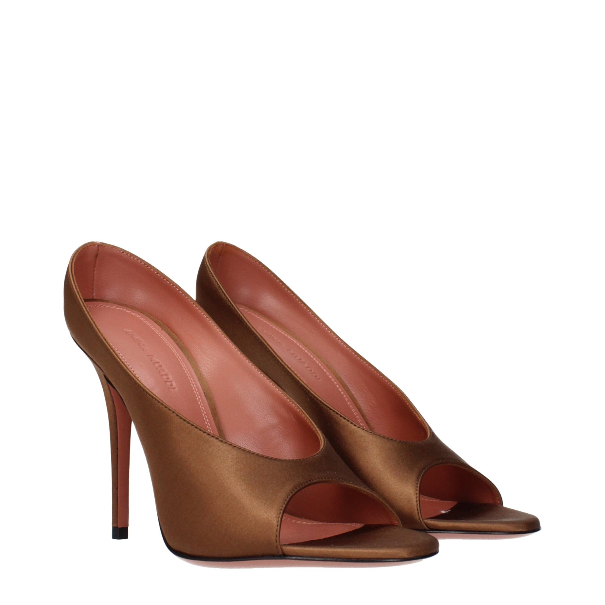High-Heel Pumps Heels by Amina Muaddi for women in satin brown showcases a exquisite silhouette, perfectly accentuating Women's Satin High-Heel Pumps Heels with a exquisite high-heel and exquisite .
