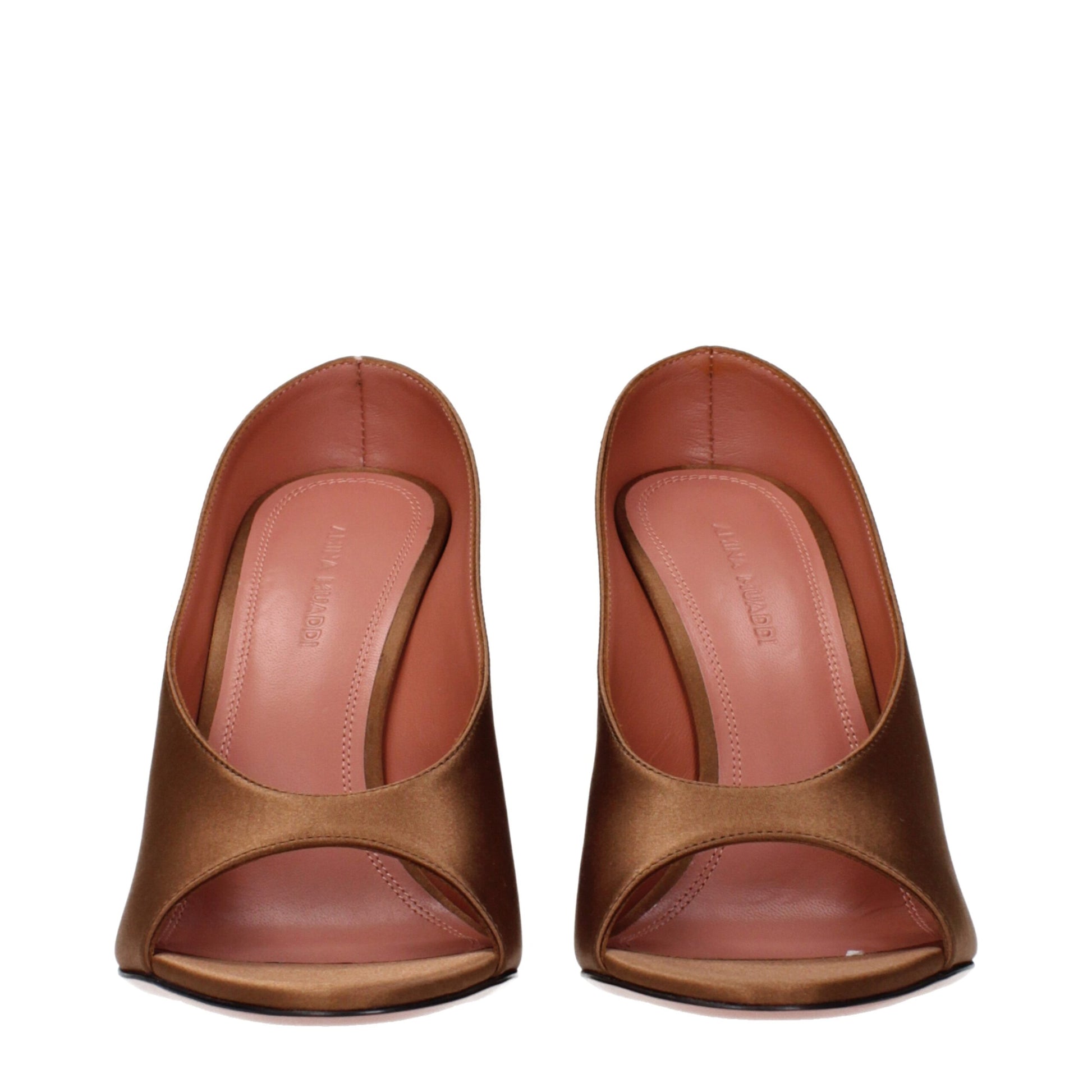 High-Heel Pumps Heels by Amina Muaddi for women in satin brown features a effortlessly chic Women's Satin High-Heel Pumps Heels design with a sophisticated high-heel and elegant .