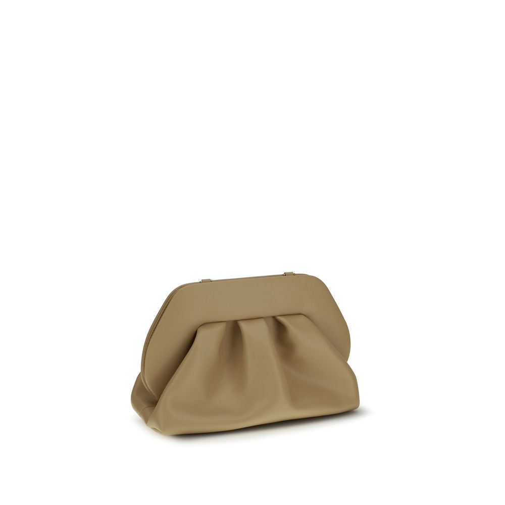 Evening Crossbody Flap Clutch Handbag by THEMOIRè for women in faux leather beige features an sculptural silhouette, showcasing a secure snap & magnetic and sculptural with versatile crossbody-strap, shoulder-strap & adjustable-strap for a sophisticated look.