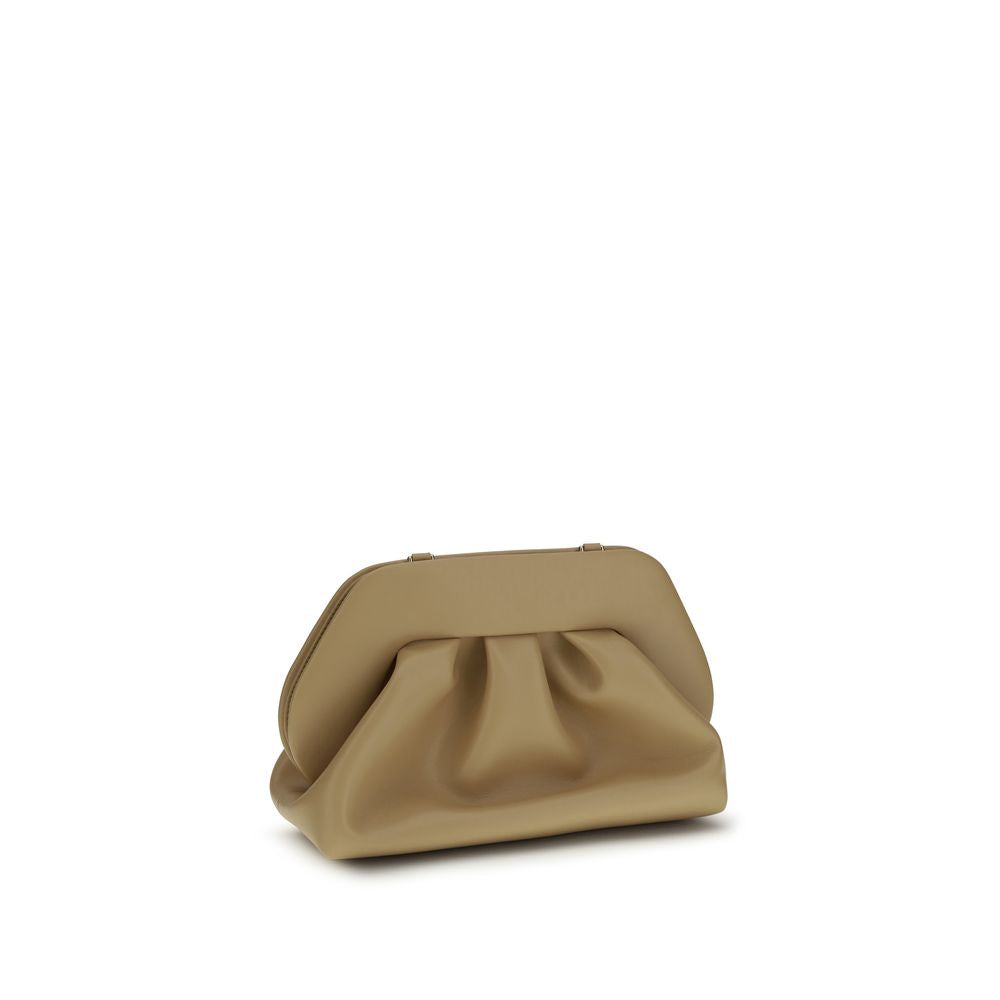Evening Crossbody Flap Clutch Handbag by THEMOIRè for women in faux leather beige showcases a sculptural silhouette, featuring a secure snap & magnetic, ample , and versatile crossbody-strap, shoulder-strap & adjustable-strap for a sculptural finish.