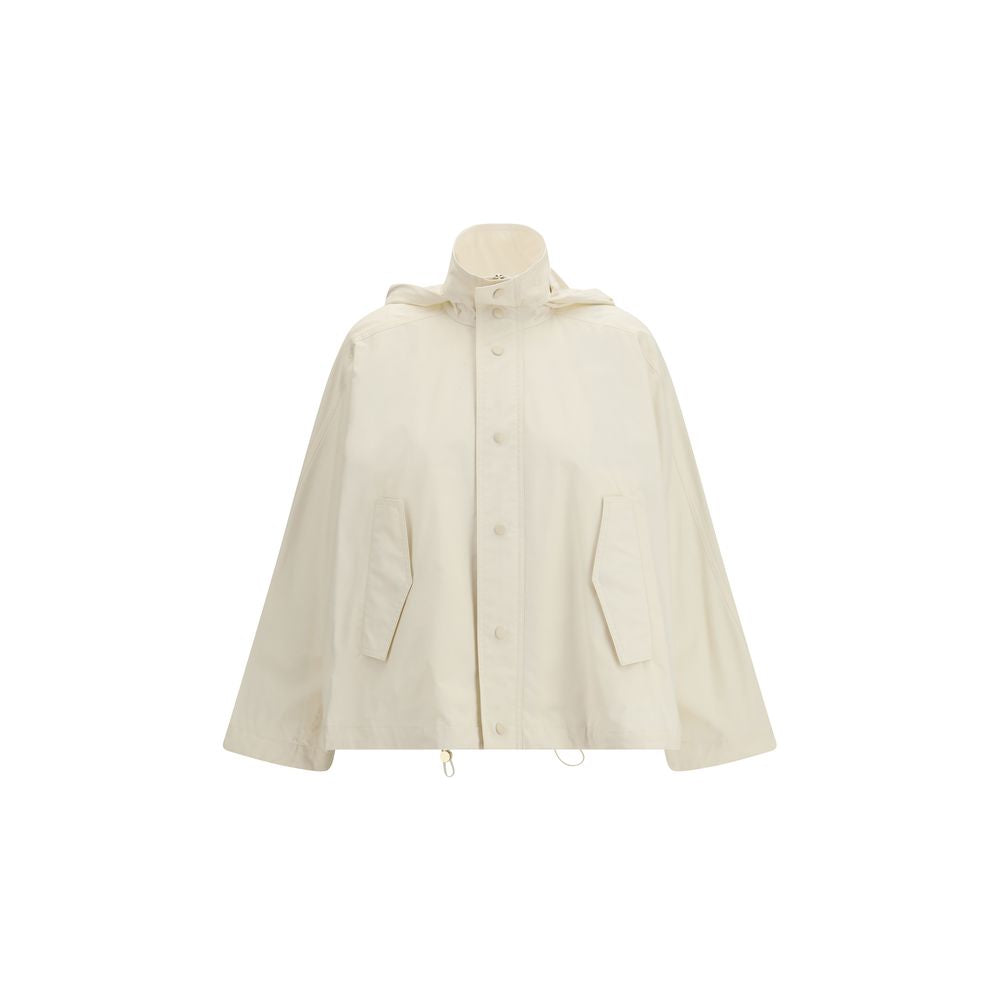 Overcoat by Fabiana Filippi for women in polyamide cotton cream features an satoral silhouette, showcasing a sophisticated hooded high-collar neckline and satoral water-resistant, pockets & hooded for a premium, timeless look.