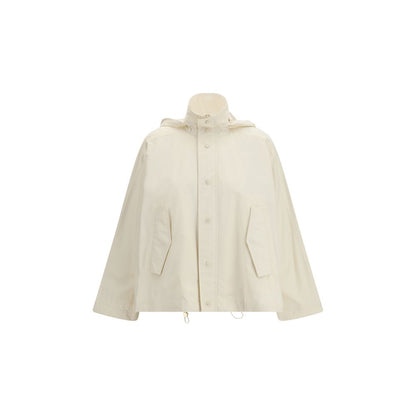 Overcoat by Fabiana Filippi for women in polyamide cotton cream features an satoral silhouette, showcasing a sophisticated hooded high-collar neckline and satoral water-resistant, pockets & hooded for a premium, timeless look.