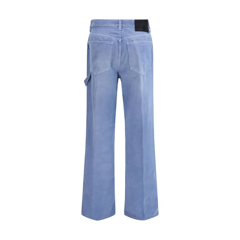 Jeans by Haikure for women in denim cotton light-blue features a polished silhouette with a polished relaxed-fit, regular-fit, wide & oversized, reaching a polished long and finished with a polished .