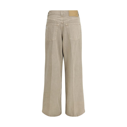 Jeans by Haikure for women in denim cotton beige features an sartorial oversized and long with a cut for a sartorial finish.