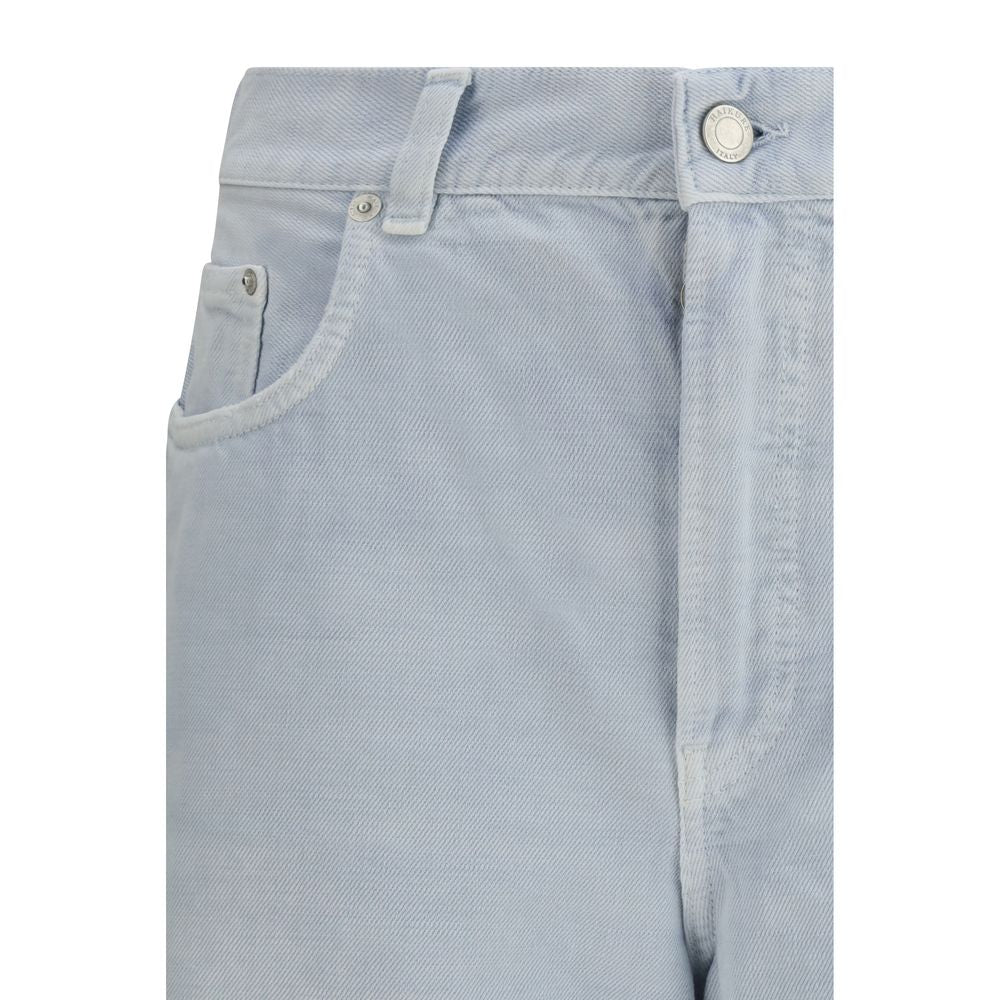 Denim Shorts by Haikure for women in denim cotton blue features an utilitarian chic regular-fit with a short and mid rise, creating a utilitarian chic silhouette perfect for elevated casual styling.
