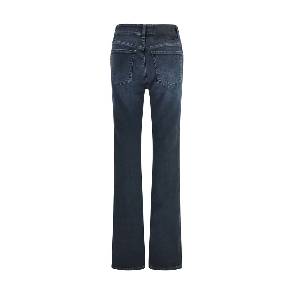 Jeans by Haikure for women in denim cotton black & blue presents a tailored silhouette, showcasing a tailored flared, regular-fit & slim and long cut with a refined low rise for a truly tailored aesthetic.