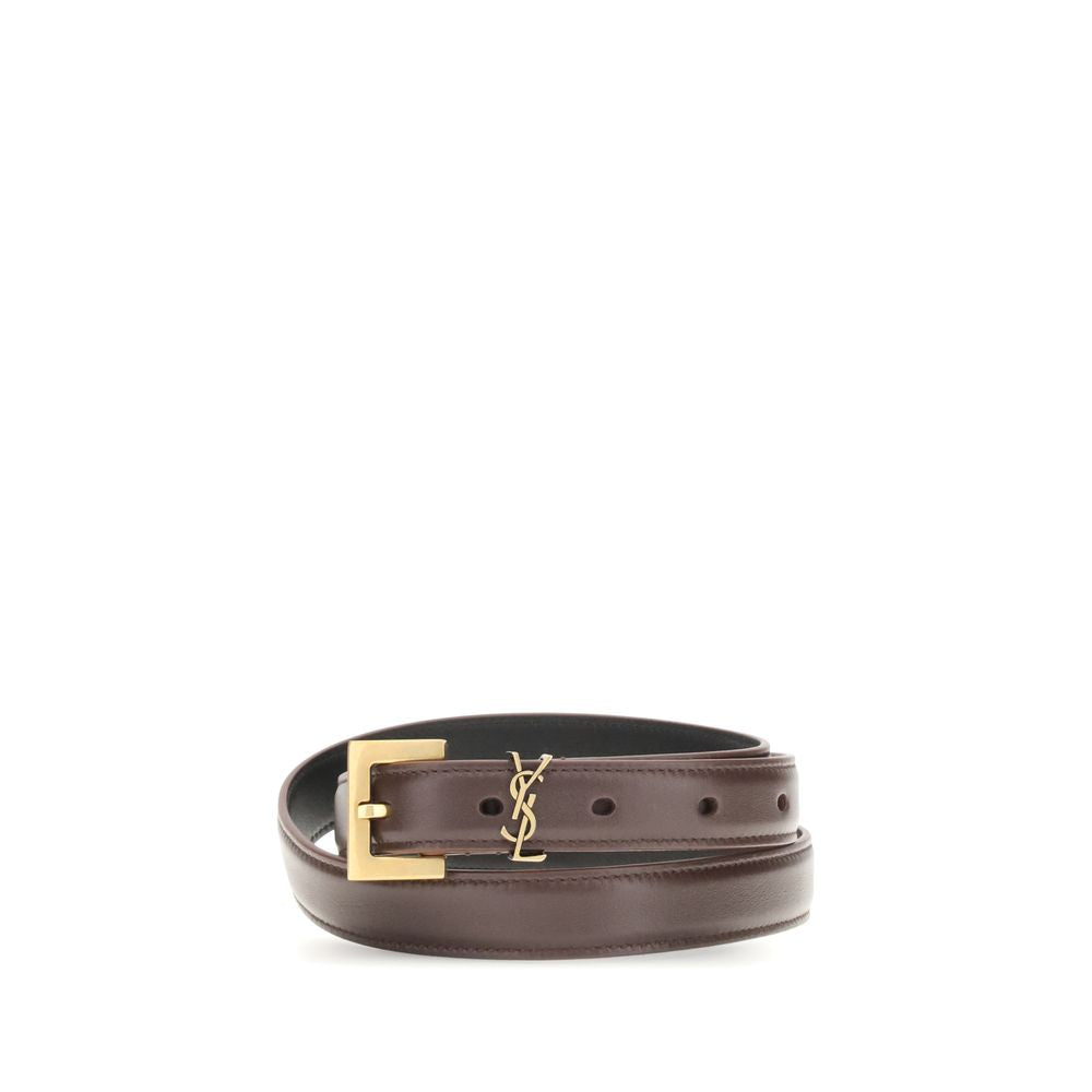 Belt by Saint Laurent for women in bos taurus calf leather brown features an artisanal silhouette, showcasing the artisanal craftsmanship of the Cassandre Bos Taurus Calf Leather Belt collection for a artisanal finish.