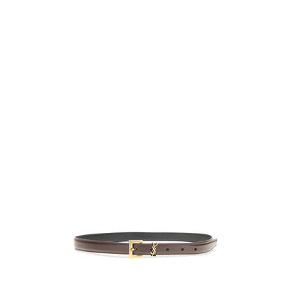 Belt by Saint Laurent for women in bos taurus calf leather brown features a versatile silhouette, artfully showcasing the versatile design of the Cassandre Bos Taurus Calf Leather Belt for a sophisticated, premium finish.