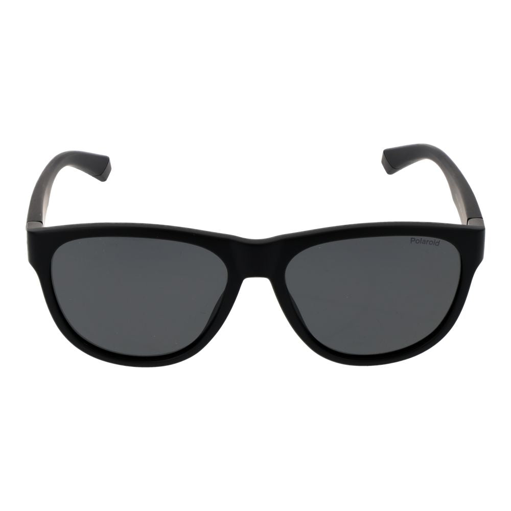 Sunglasses by Polaroid for unisex in polycarbonate black features an lustrous full-rim round frame design with black coloured frame detailing and polarized category-2-medium-tint lens for a lustrous aesthetic.