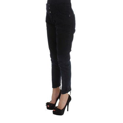 Jeans by Costume National for women in stretch denim cotton black features a polished silhouette with a polished slim & cropped, reaching a polished cropped and finished with a polished .