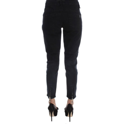 Jeans by Costume National for women in stretch denim cotton black presents a tailored silhouette, showcasing a tailored slim & cropped and cropped cut with a refined for a truly tailored aesthetic.