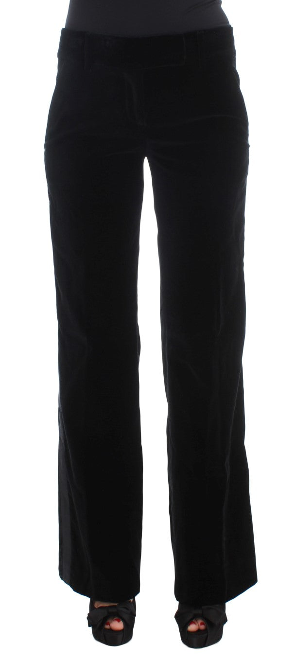 Pants by Ermanno Scervino for women in silk & viscose black features an on trend silhouette with a and wide cut in an elegant long for a sophisticated look.