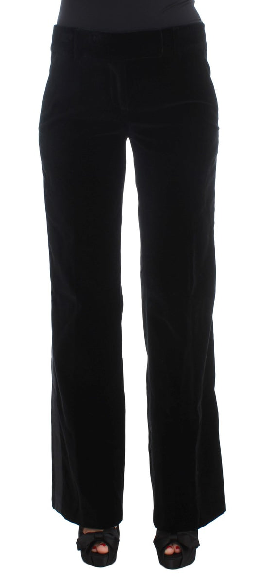Pants by Ermanno Scervino for women in silk & viscose black features an on trend silhouette with a and wide cut in an elegant long for a sophisticated look.