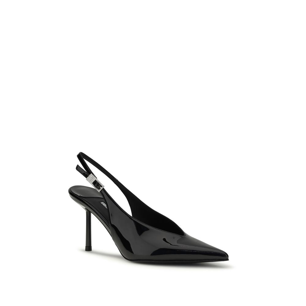 High-Heel Stiletto Slingback Pumps Heels by LE SILLA for women in bos taurus calfskin leather & crystal black & silver features an effortlessly chic silhouette from the Women's Bos Taurus Calfskin Leather & Crystal High-Heel Stiletto Slingback Pumps Heels collection, showcasing a stiletto high-heel and effortlessly chic for a effortlessly chic look.