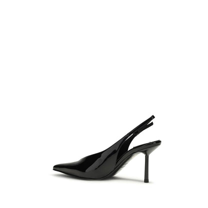 High-Heel Stiletto Slingback Pumps Heels by LE SILLA for women in bos taurus calfskin leather & crystal black & silver features a effortless chic silhouette, showcasing the Women's Bos Taurus Calfskin Leather & Crystal High-Heel Stiletto Slingback Pumps Heels design with a effortless chic stiletto high-heel and for a effortless chic finish.